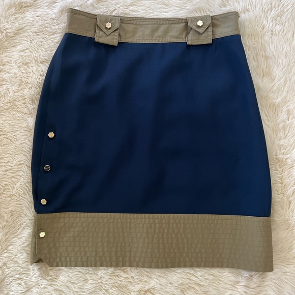 Iceberg Dresses & Skirts - ICEBERG Navy & Khaki Straight Skirt Size Small